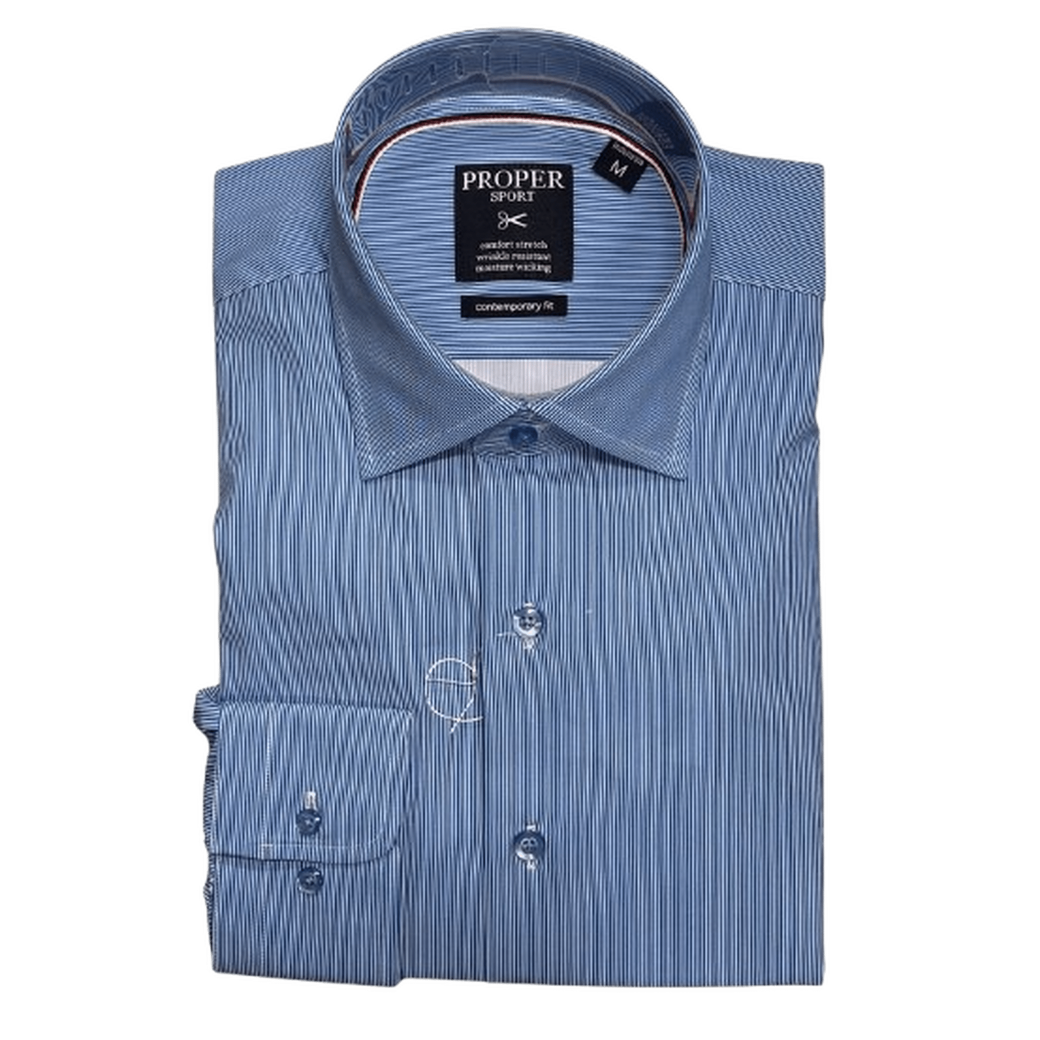 PROPER SPORT: Contemporary Fit Dress Shirt M / Navy