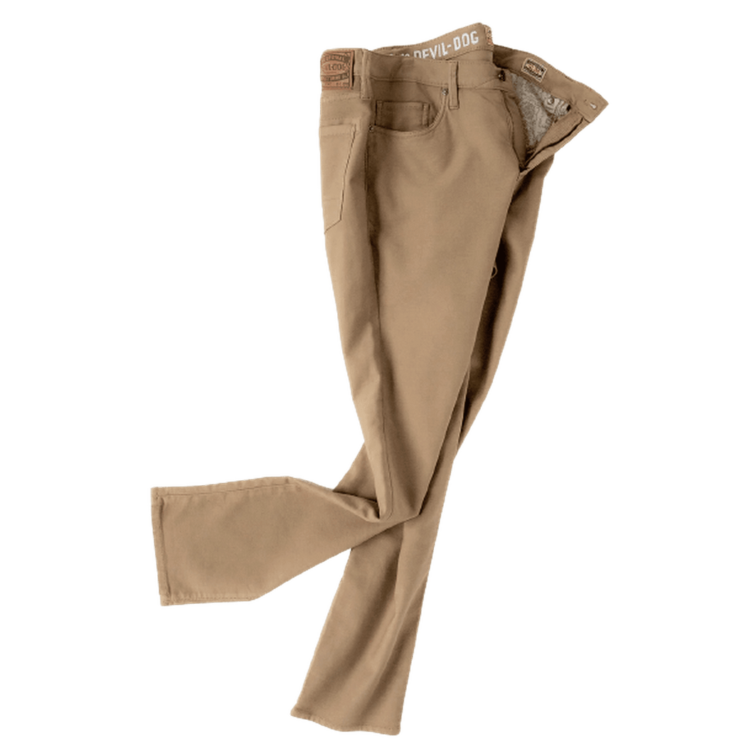 DEVIL DOG: Tan 5-Pocket Performance Jeans guys-and-co