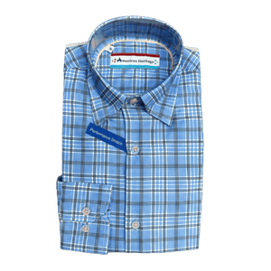 LUCHIANO VISCONTI: American Heritage Blue Plaid Dress Shirt guys-and-co