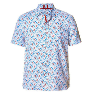 NICOBY: Lobster Crawl Peached Finished Print Short Sleeve Shirt guys-and-co