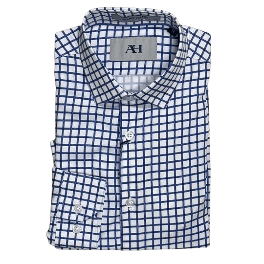 AMERICAN HERITAGE: Blue Square Tech Boy's Dress Shirt guys-and-co