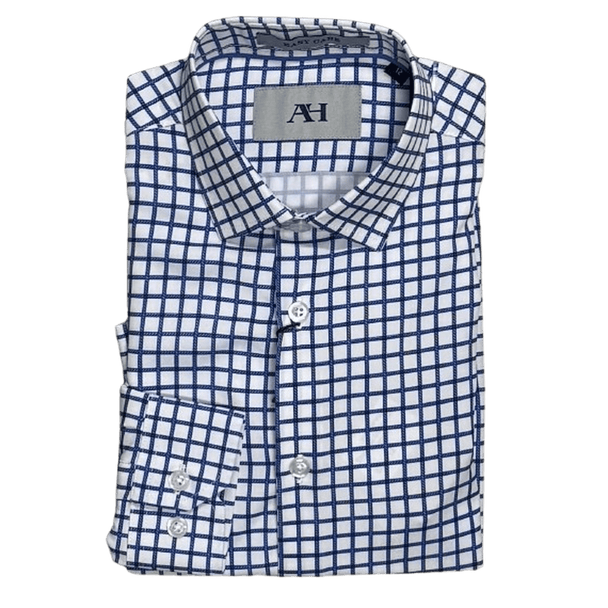 AMERICAN HERITAGE: Blue Square Tech Boy's Dress Shirt guys-and-co