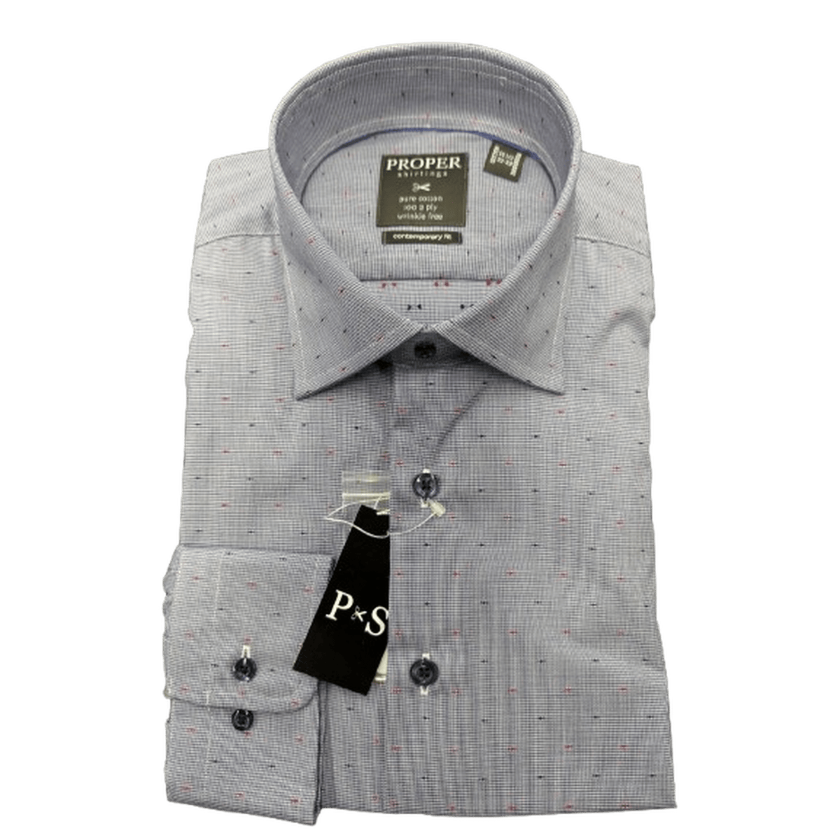 PROPER SPORT: Navy Slim Fit Men's Dress Shirt guys-and-co