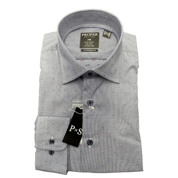PROPER SPORT: Navy Contemporary Fit Men's Dress Shirt guys-and-co