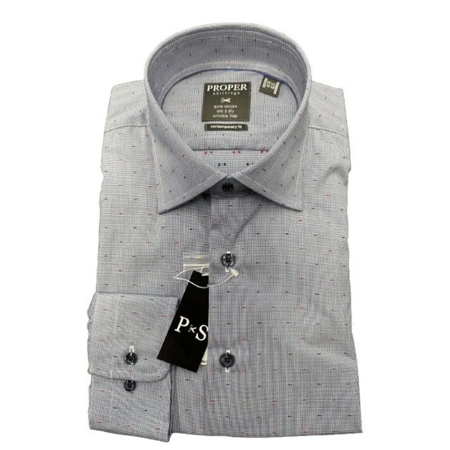 PROPER SPORT: Navy Contemporary Fit Men's Dress Shirt guys-and-co