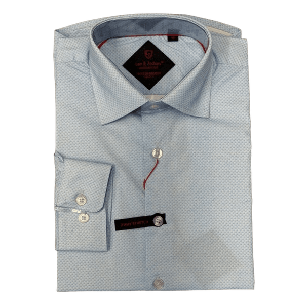 LEO & ZACHARY: Blue Weave Tech Boy's Dress Shirt guys-and-co