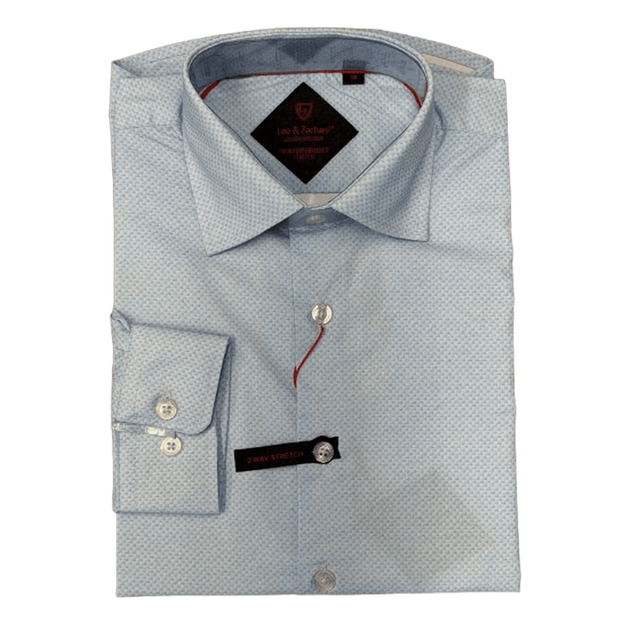 LEO & ZACHARY: Blue Weave Tech Boy's Dress Shirt guys-and-co