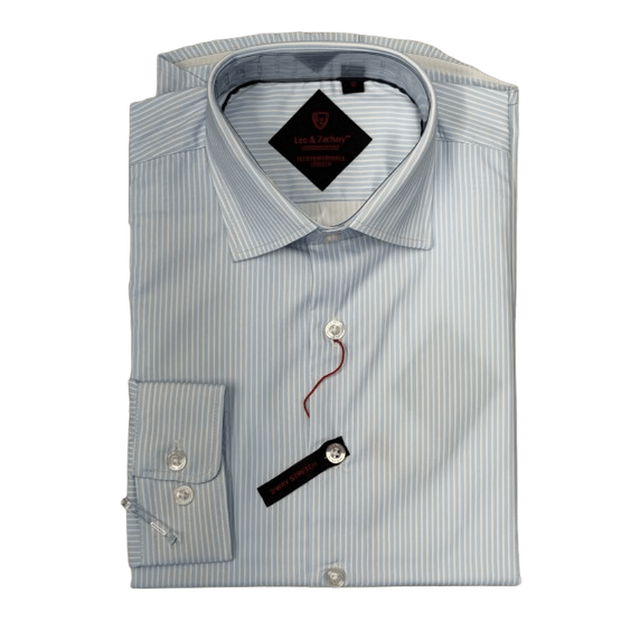 LEO & ZACHARY: Blue Striped Tech Boy's Dress Shirt guys-and-co