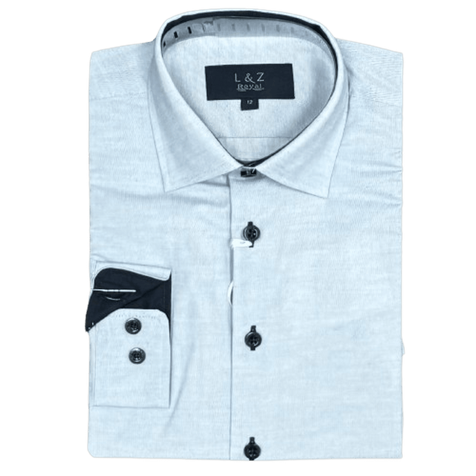 LEO & ZACHARY: Pale Blue Banded Boy's Dress Shirt guys-and-co
