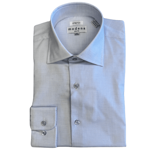 CHRISTOPHER LENA: Blue Grid Men's Dress Shirt guys-and-co