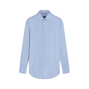 BUGATCHI: James Linked Check OoohCotton® Shirt- Sky guys-and-co
