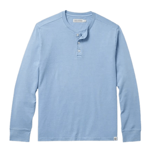 FAIR HARBOR: Light Blue Saltaire Henley guys-and-co