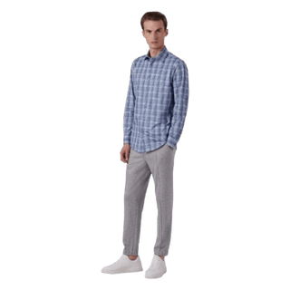 BUGATCHI: James Plaid Check Print OoohCotton® Shirt guys-and-co