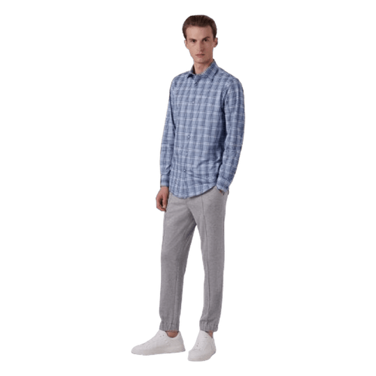 BUGATCHI: James Plaid Check Print OoohCotton® Shirt guys-and-co