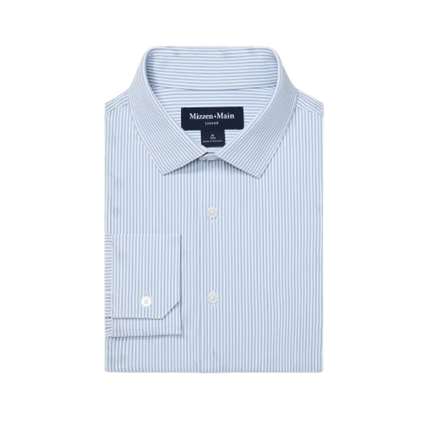 MIZZEN + MAIN: Leeward Blue Strip Trim Men's Dress Shirt guys-and-co