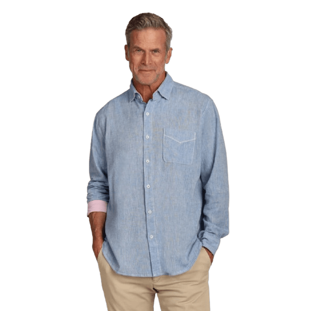 TRUE GRIT: Washed Melange Linen Shirt guys-and-co