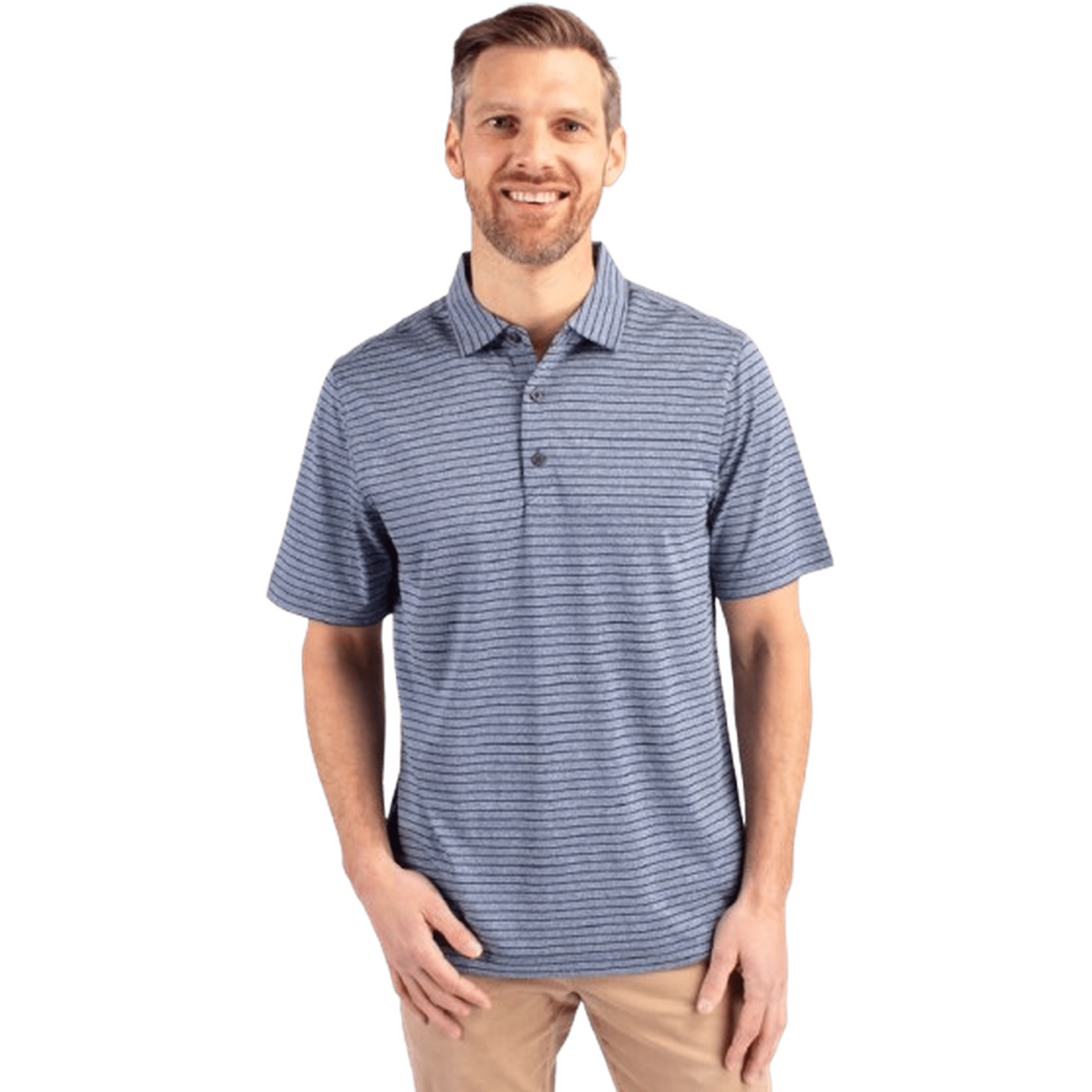 CUTTER & BUCK: Forge Recycled Heather Stripe Four-Way Stretch Men's Polo guys-and-co
