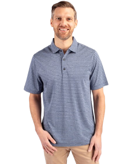 CUTTER & BUCK: Forge Recycled Heather Stripe Four-Way Stretch Men's Polo guys-and-co