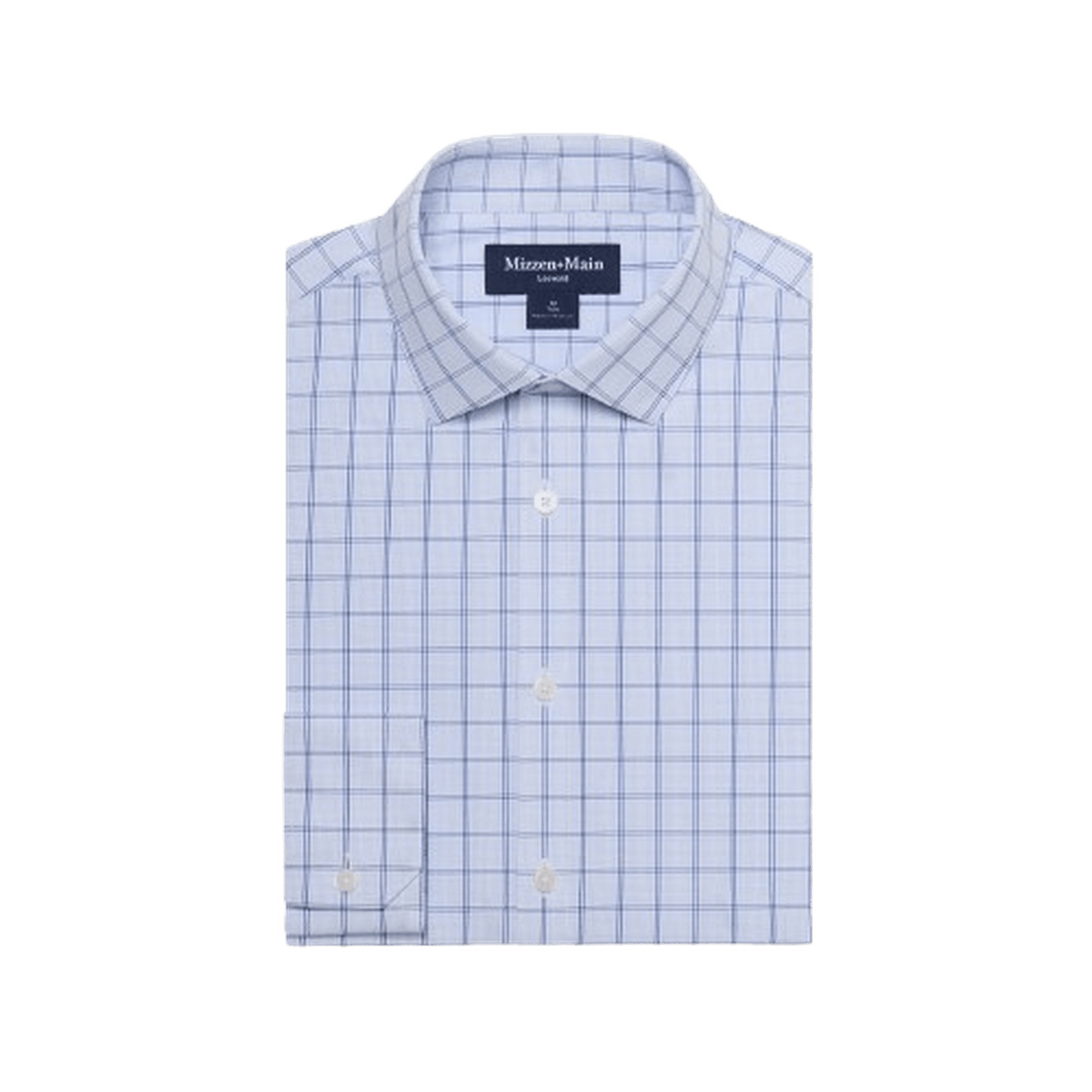 MIZZEN + MAIN: Cloud Blue Hampton Plaid Leeward Trim Dress Shirt guys-and-co