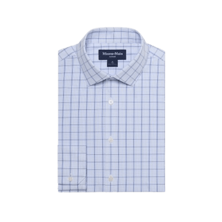 MIZZEN + MAIN: Cloud Blue Hampton Plaid Leeward Trim Dress Shirt guys-and-co