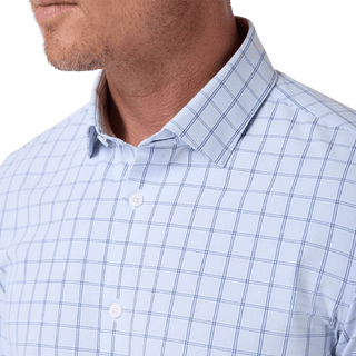 MIZZEN + MAIN: Cloud Blue Hampton Plaid Leeward Trim Dress Shirt guys-and-co