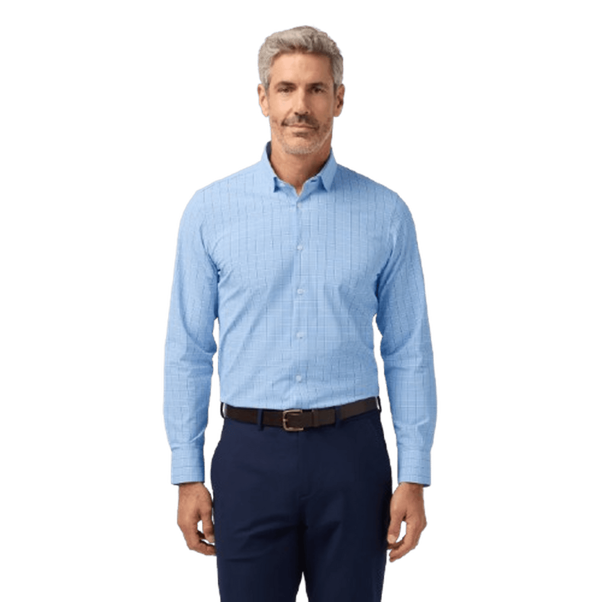 MIZZEN + MAIN: Skyline Blue Hampton Plaid Leeward Trim Dress Shirt guys-and-co