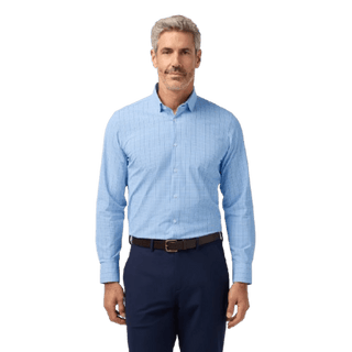 MIZZEN + MAIN: Skyline Blue Hampton Plaid Leeward Trim Dress Shirt guys-and-co
