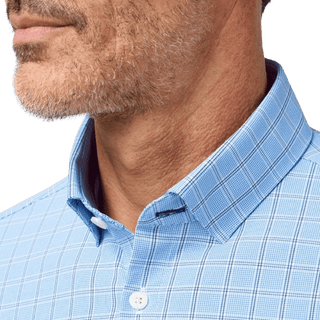 MIZZEN + MAIN: Skyline Blue Hampton Plaid Leeward Trim Dress Shirt guys-and-co