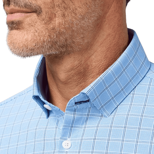 MIZZEN + MAIN: Skyline Blue Hampton Plaid Leeward Trim Dress Shirt guys-and-co