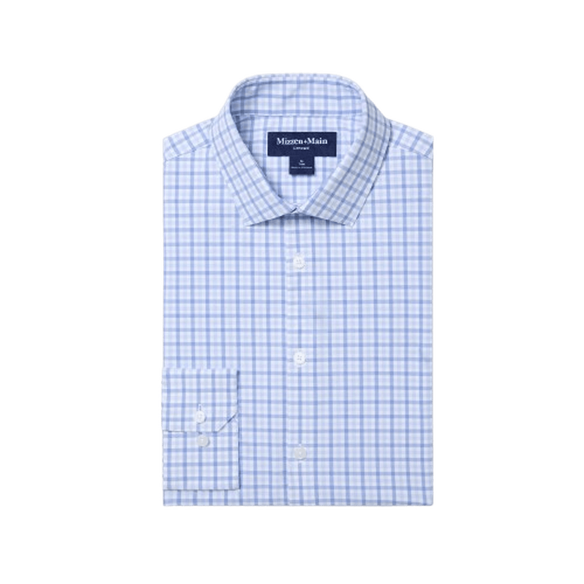 MIZZEN + MAIN: Skyline Blue Miles Plaid Leeward Trim Dress Shirt guys-and-co