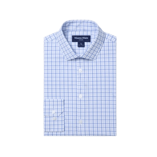MIZZEN + MAIN: Skyline Blue Miles Plaid Leeward Trim Dress Shirt guys-and-co
