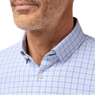 MIZZEN + MAIN: Skyline Blue Miles Plaid Leeward Trim Dress Shirt guys-and-co