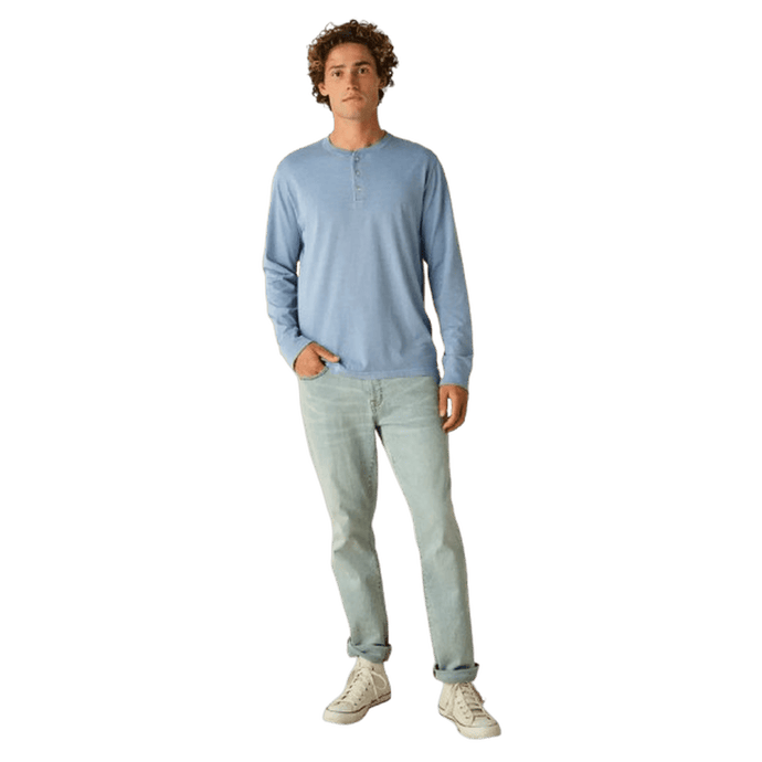 FAIR HARBOR: Light Blue Saltaire Henley guys-and-co