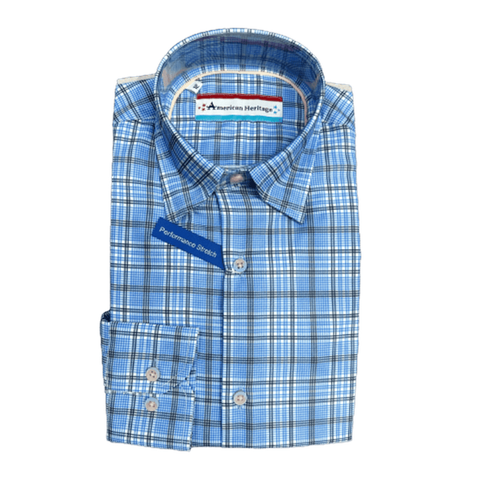LUCHIANO VISCONTI: American Heritage Blue Plaid Dress Shirt guys-and-co