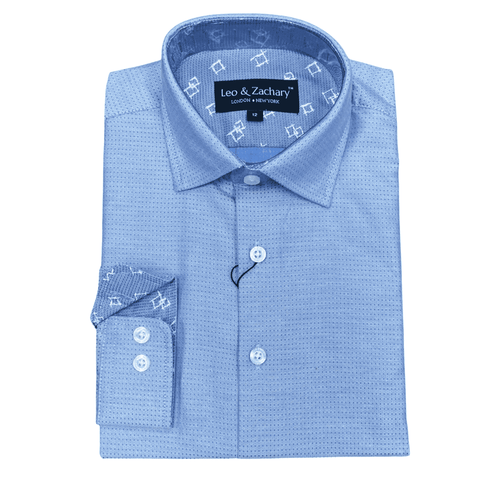 LEO & ZACHARY: 4 Way Stretch Dress Shirt- Blue guys-and-co