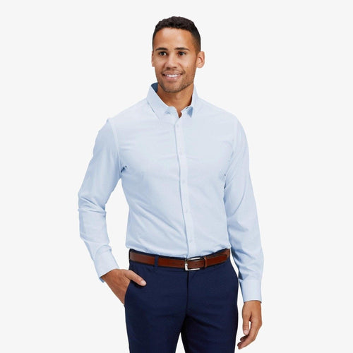 MIZZEN+MAIN: Leeward Light Blue Solid Dress Shirt- Trim Fit guys-and-co