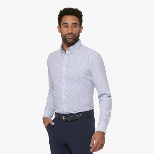 MIZZEN+MAIN: Leeward White Plus Print Men's Dress Shirt- Trim Fit guys-and-co