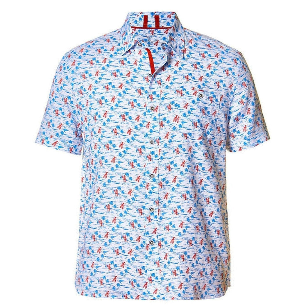 NICOBY: Lobster Crawl Peached Finished Print Short Sleeve Shirt guys-and-co