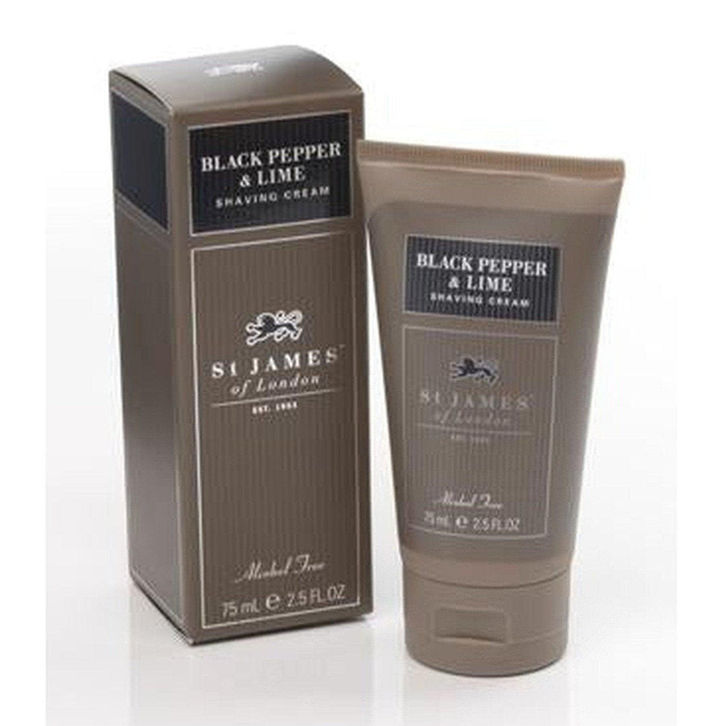 ST. JAMES OF LONDON: Black Pepper & Lime Shave Cream Travel Tube guys-and-co