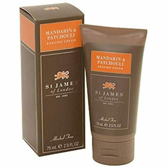 ST. JAMES OF LONDON: Mandarin & Patchouli Shave Cream Travel Tube guys-and-co