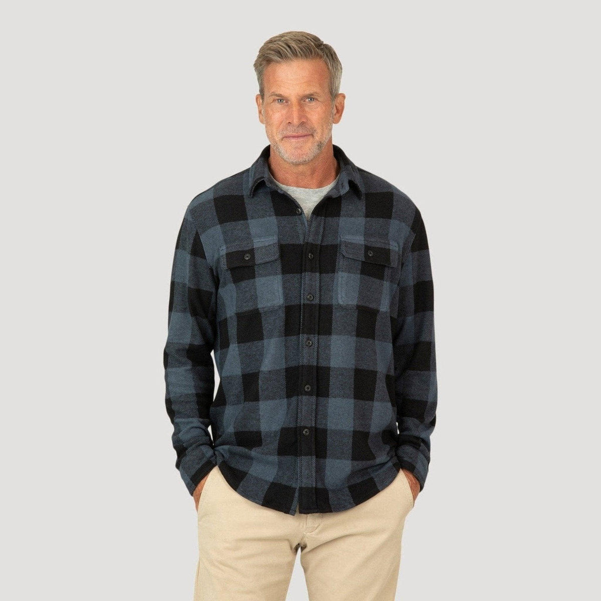 TRUE GRIT: Buffalo Melange Sweater- Knit Shirt | Guys and Co.